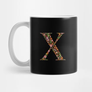 Retro Floral Letter X Mug